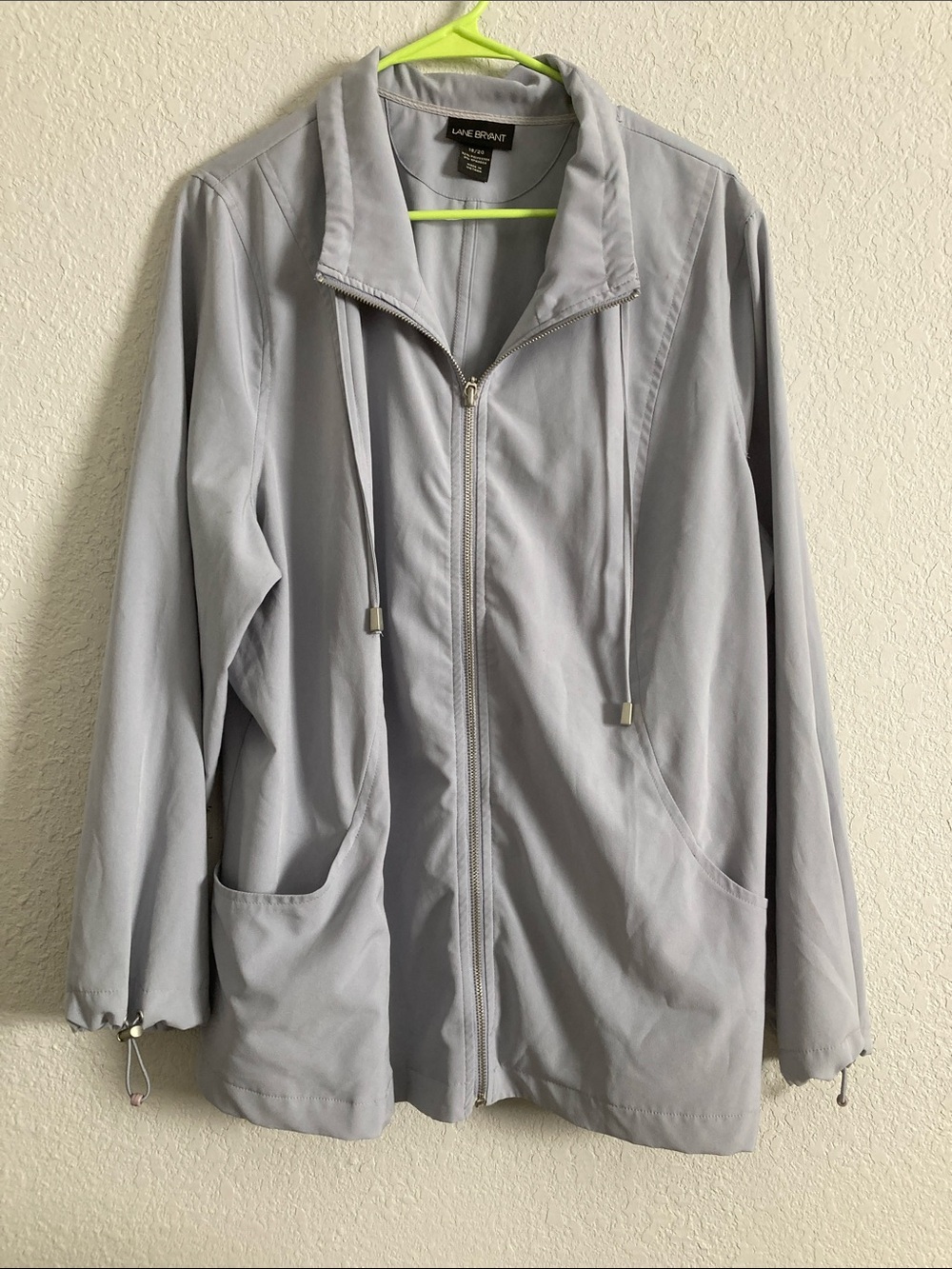 Lane Bryant Light Gray Zip-Up Utility/Light Rain Jacket